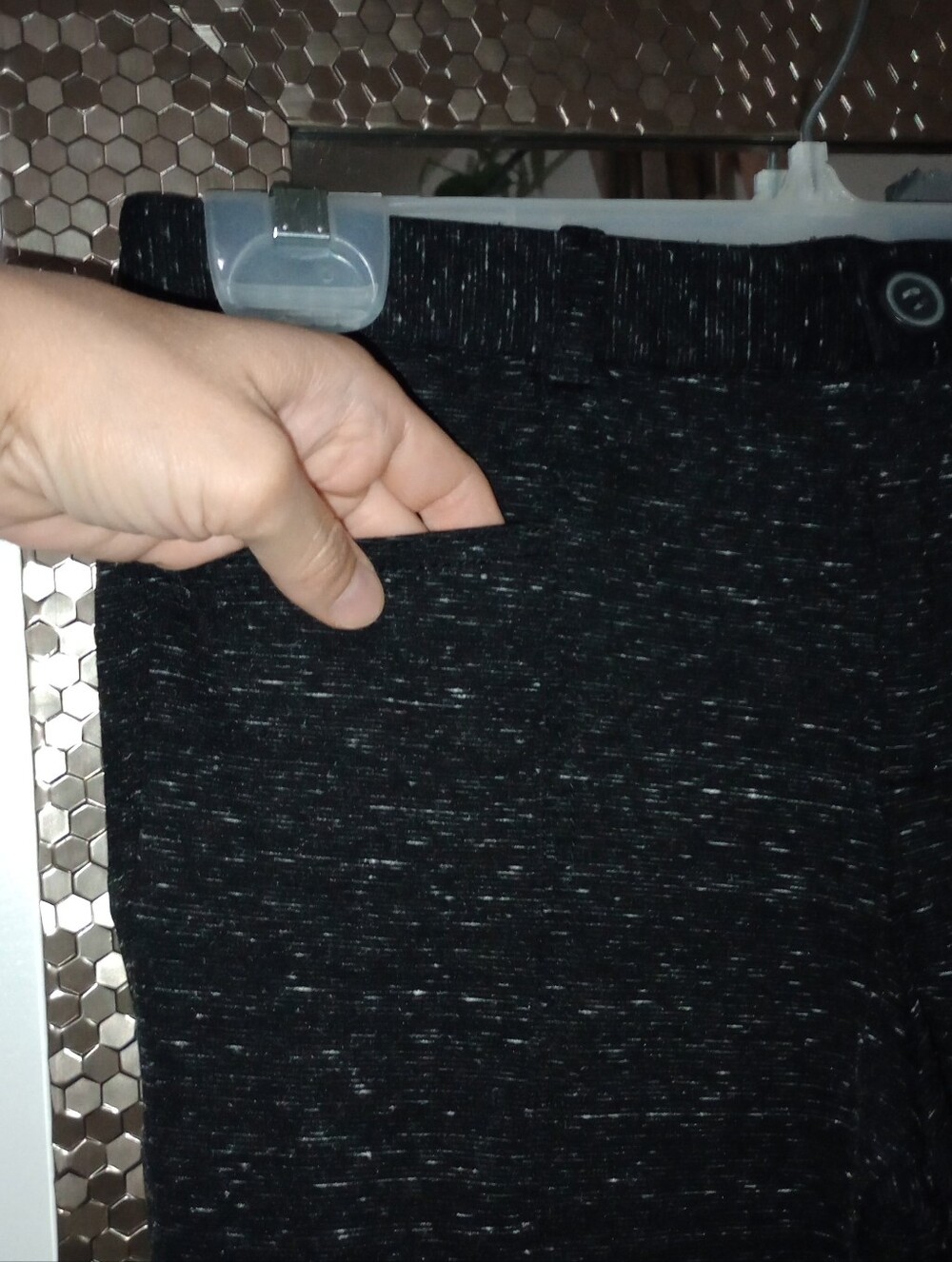 ATM Melange Ponte Skinny Moto Pant Black Speckle - Picture 8 of 12